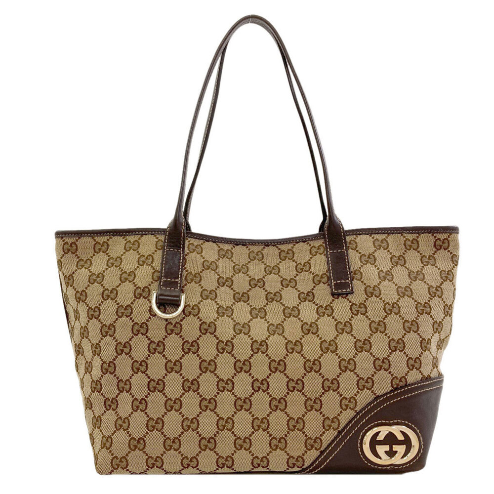 Gucci 169946 New Brit GG Tote Bag Canvas Women's GUCCI
